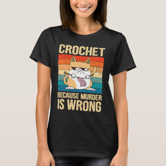 Camiseta Crochet Porque Assassinato é Errado  Gato vintage 