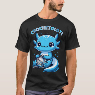 Camiseta Crochetador de Axolote Azul Kawaii Fofo