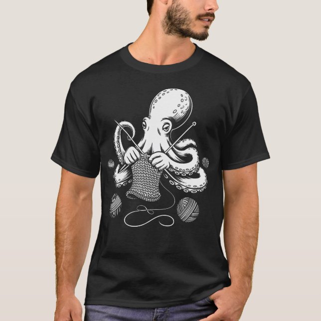 Camiseta Crochetopus Polvo Crochê Tricô Fio (Frente)