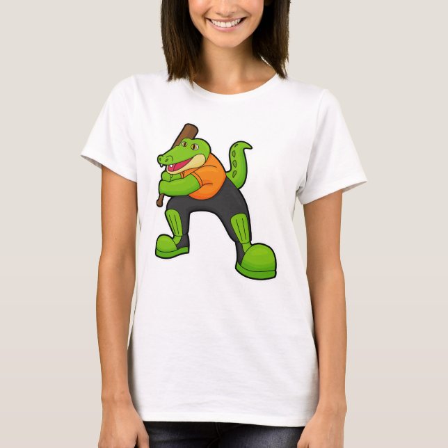 Camiseta Crocodile at Cricket with Cricket bat (Frente)