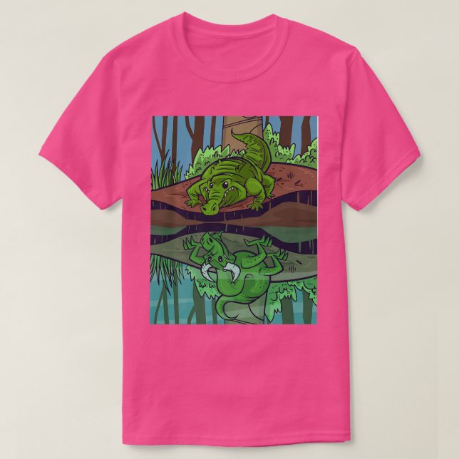 Camiseta Crocodile Dragon Fairy Tale Reflective Image (Frente do Design)