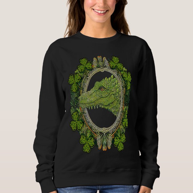 Camiseta Crocodile Head Mandala Irish Shamrock C St Patrick (Frente)