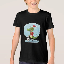 Camiseta Crocodile in Christmas costume and soccer ball