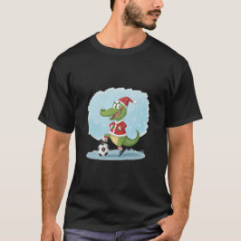 Camiseta Crocodile in Christmas costume and soccer ball