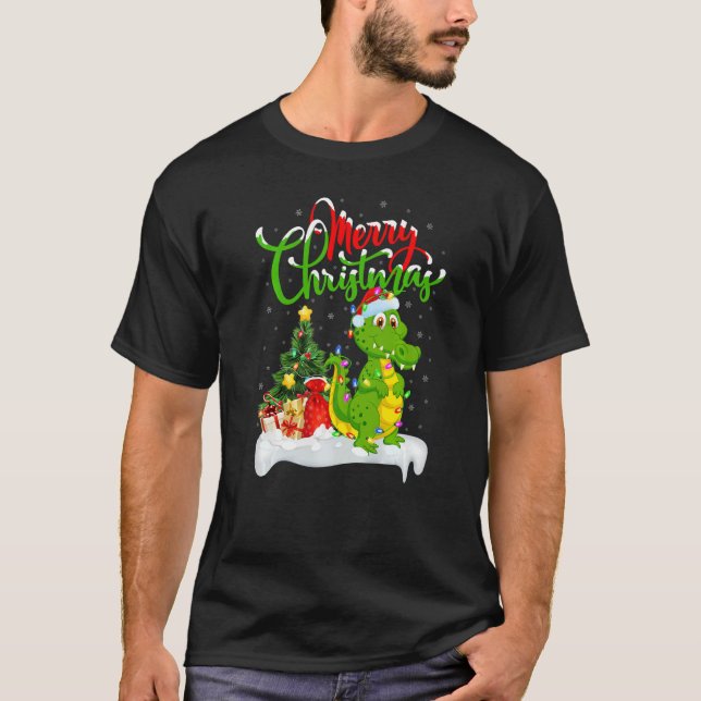 Camiseta Crocodile  Xmas Decorations Santa Crocodile Christ (Frente)