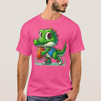 Camiseta Crocodilo Bonito Com Basquete