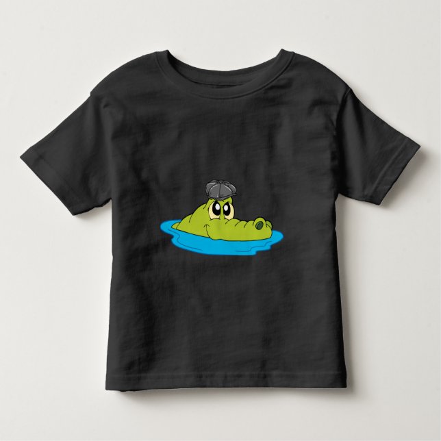 Camiseta Crocodilo bonito com Boné do Newboy - Cartoon Engr (Frente)