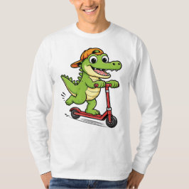 Camiseta Crocodilo Brincando com Scooter