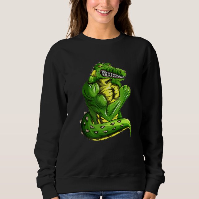 Camiseta Crocodilo Com Atleta Com Musculatura Lizard A (Frente)