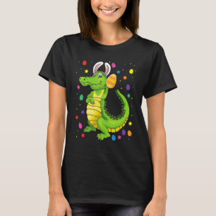 Camiseta Crocodilo com coelhinhos ouve Páscoa de caça de ov