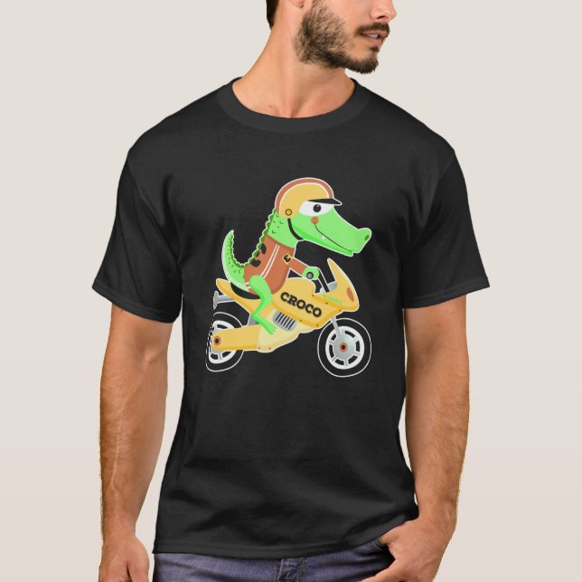 Camiseta Crocodilo com motociclista (Frente)