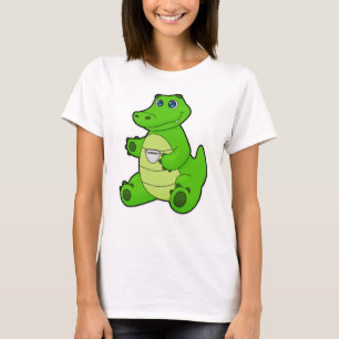 Camiseta Crocodilo com Xícara de Café