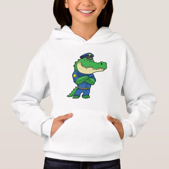 Camiseta Crocodilo como agente da polícia com uniforme (Frente)