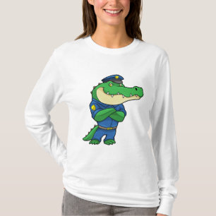 Camiseta Crocodilo como agente da polícia com uniforme