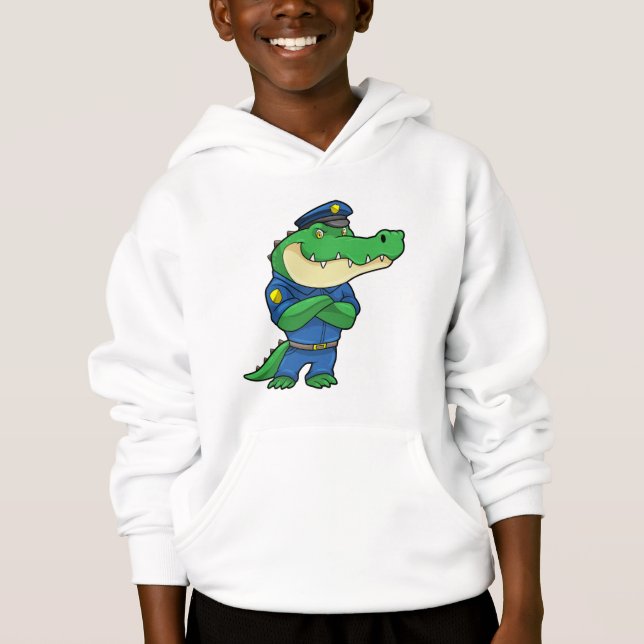 Camiseta Crocodilo como agente da polícia com uniforme (Frente)