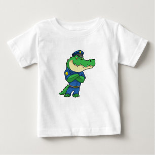 Camiseta Crocodilo como agente da polícia com uniforme