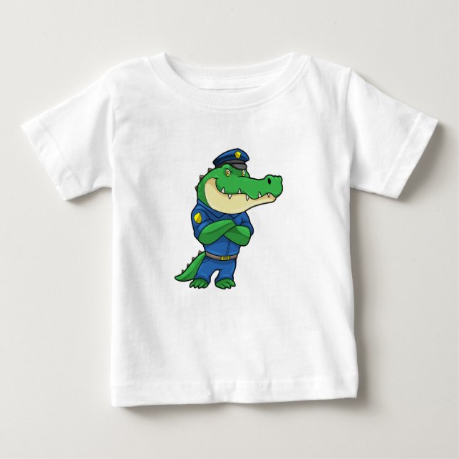 Camiseta Crocodilo como agente da polícia com uniforme (Frente)
