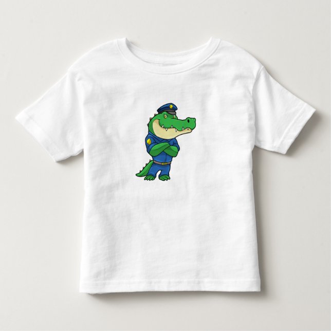Camiseta Crocodilo como agente da polícia com uniforme (Frente)