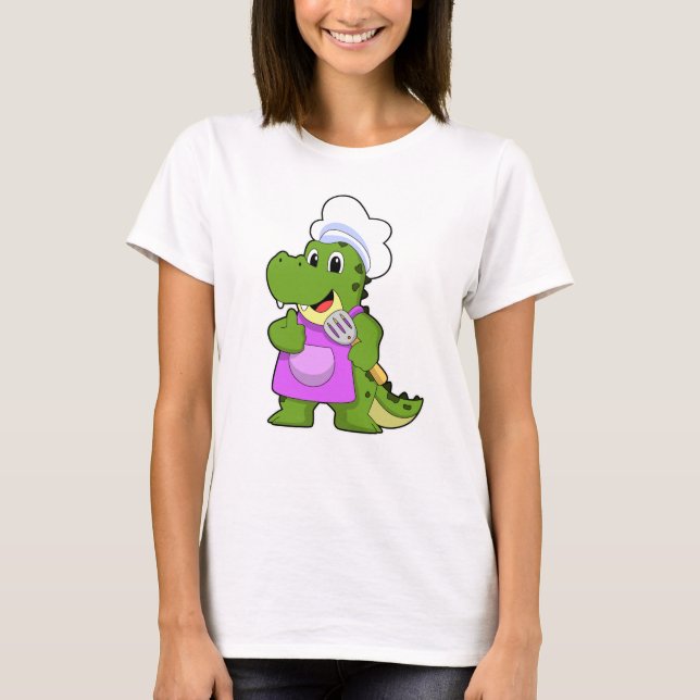 Camiseta Crocodilo como Cozinhar com Espatula (Frente)