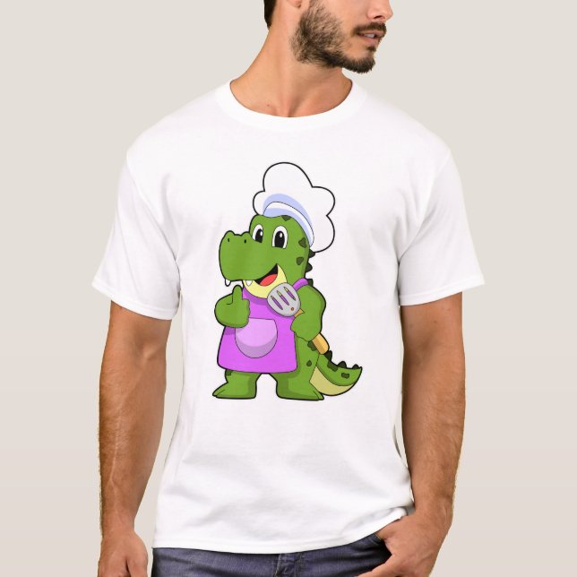 Camiseta Crocodilo como Cozinhar com Espatula (Frente)