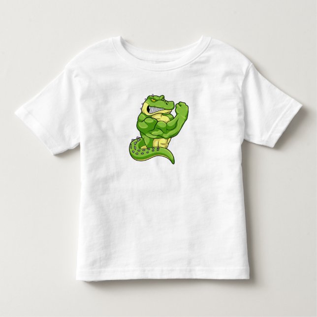 Camiseta Crocodilo como Criador de Porcos e Músculos Grande (Frente)