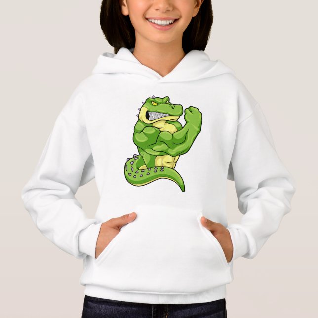 Camiseta Crocodilo como Criador de Porcos e Músculos Grande (Frente)