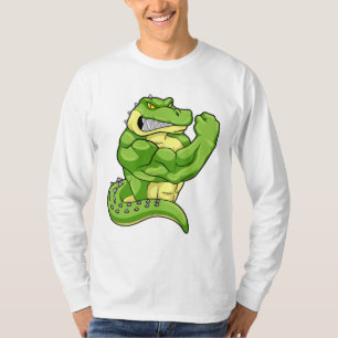 Camiseta Crocodilo como Criador de Porcos e Músculos Grande