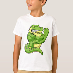 Camiseta Crocodilo como Criador de Porcos e Músculos Grande
