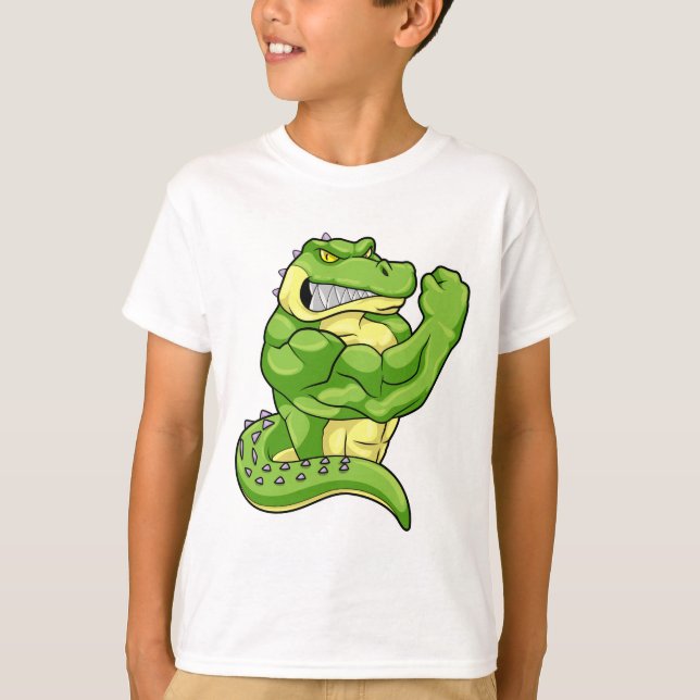 Camiseta Crocodilo como Criador de Porcos e Músculos Grande (Frente)