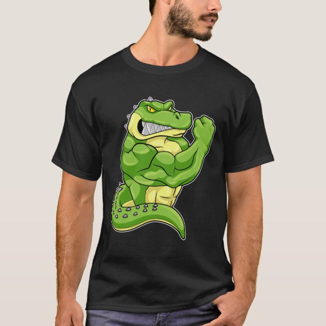 Camiseta Crocodilo como Criador de Porcos e Músculos Grande (Frente)