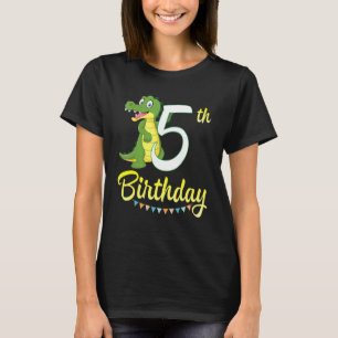 Camiseta Crocodilo Dançando Feliz 5 de Aniversário Para Mim