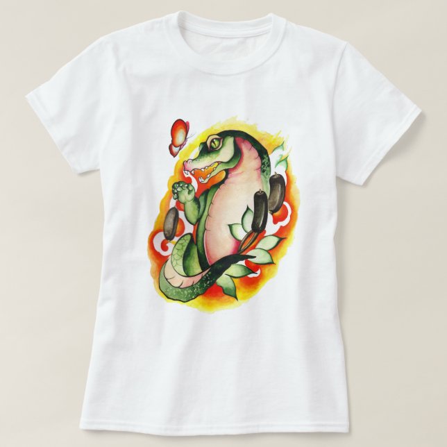 Camiseta Crocodilo de Aquarela (Frente do Design)