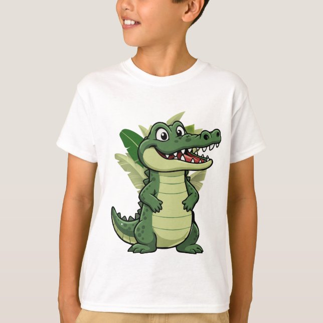 Camiseta Crocodilo de Desenho Animado Fofo (Frente)