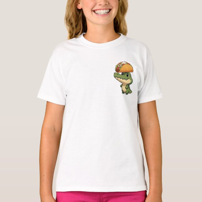 Camiseta Crocodilo de Desenho Animado Fofo Equilibrando Tac (Frente)