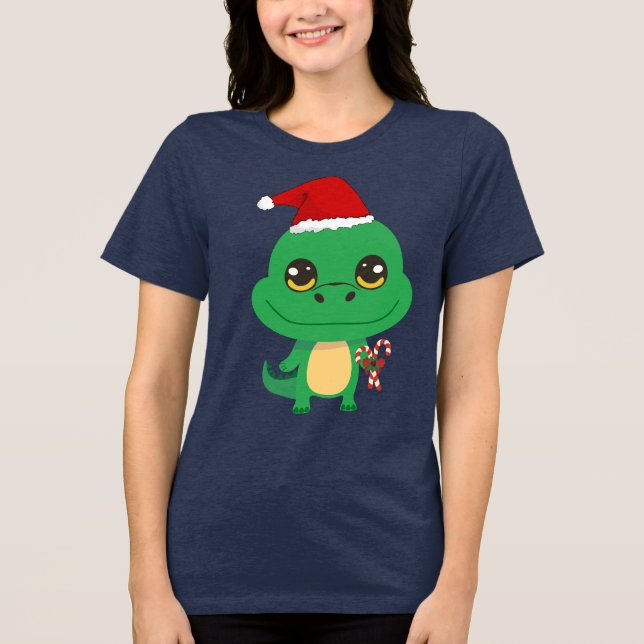 Camiseta Crocodilo de Natal bonito (Frente)
