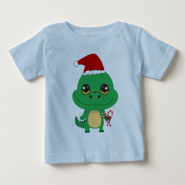 Camiseta Crocodilo de Natal bonito (Frente)