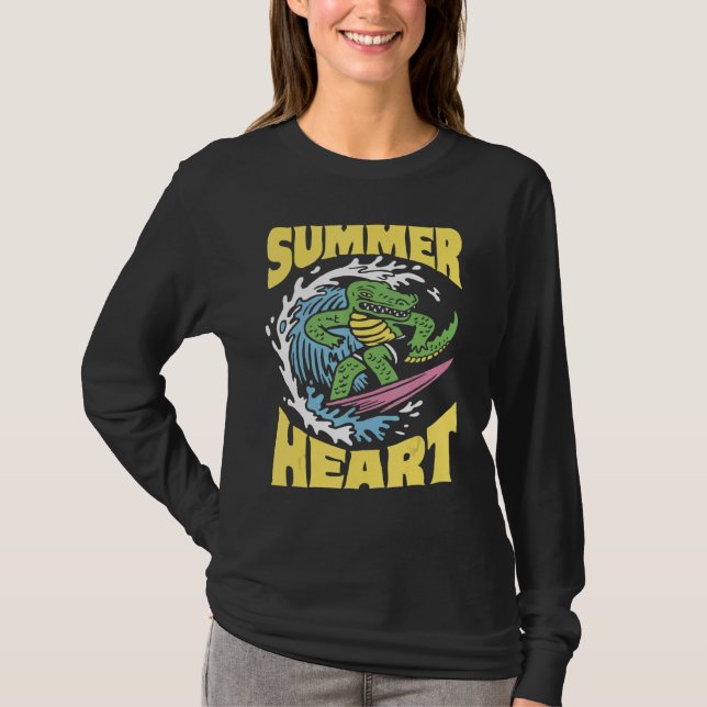 Camiseta Crocodilo de Verão de Alligador de Surfe (Frente)