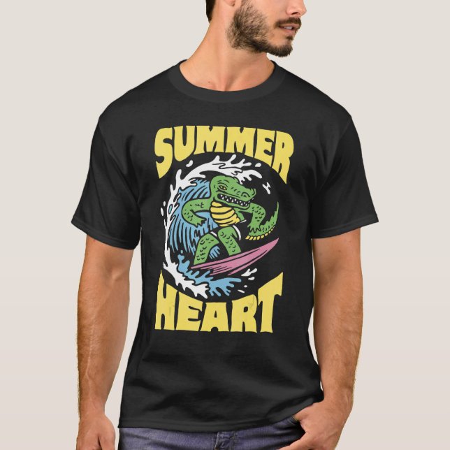 Camiseta Crocodilo de Verão de Alligador de Surfe (Frente)
