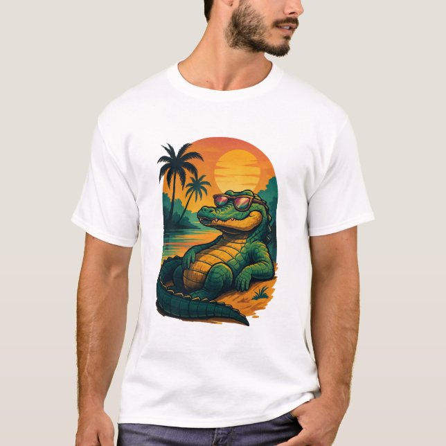 Camiseta Crocodilo de Verão sem fim - Retro (Frente)