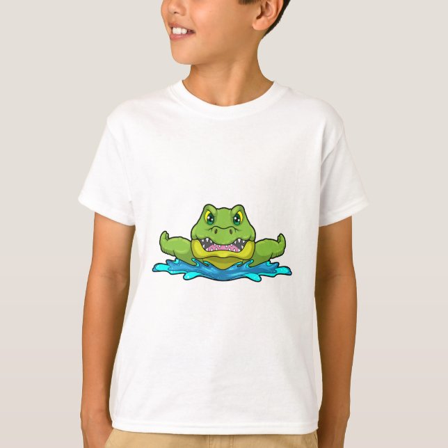 Camiseta Crocodilo em Nadação na Água (Frente)