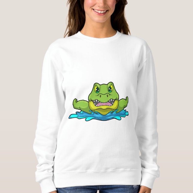 Camiseta Crocodilo em Nadação na Água (Frente)