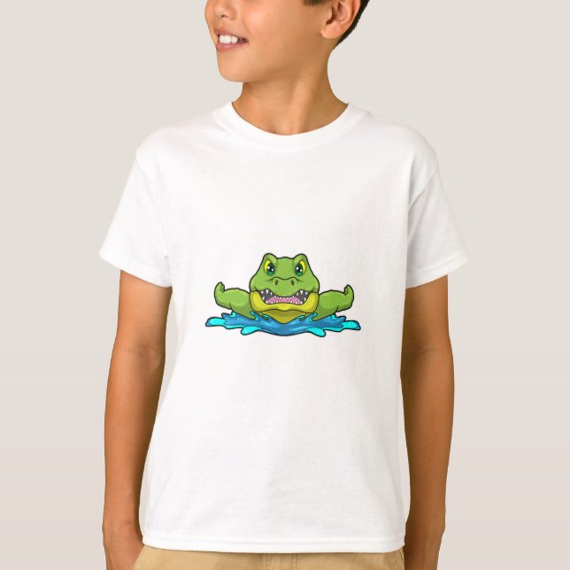 Camiseta Crocodilo em Nadação na Água (Frente)