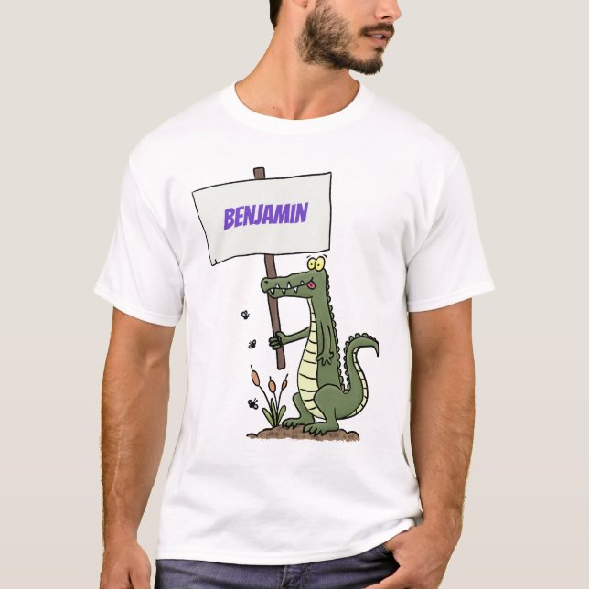 Camiseta Crocodilo engraçado, alinhador com cartoon (Frente)