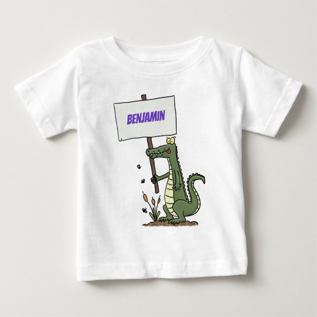 Camiseta Crocodilo engraçado, alinhador com cartoon (Frente)