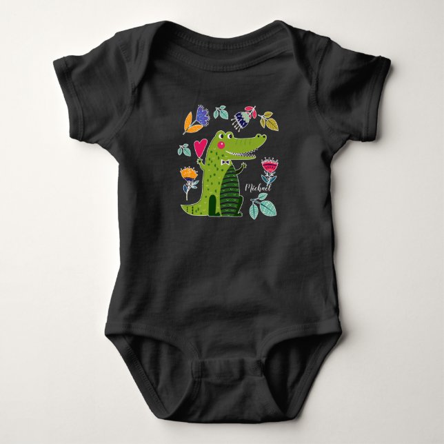 Camiseta Crocodilo Engraçado com Nome Personalizado do Cora (Frente)