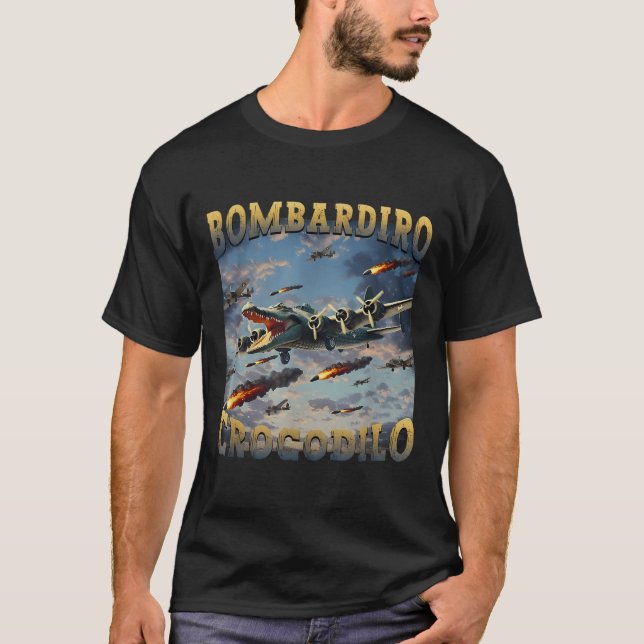 Camiseta Crocodilo Engraçado Memória Bombardiro Crocodilo F (Frente)