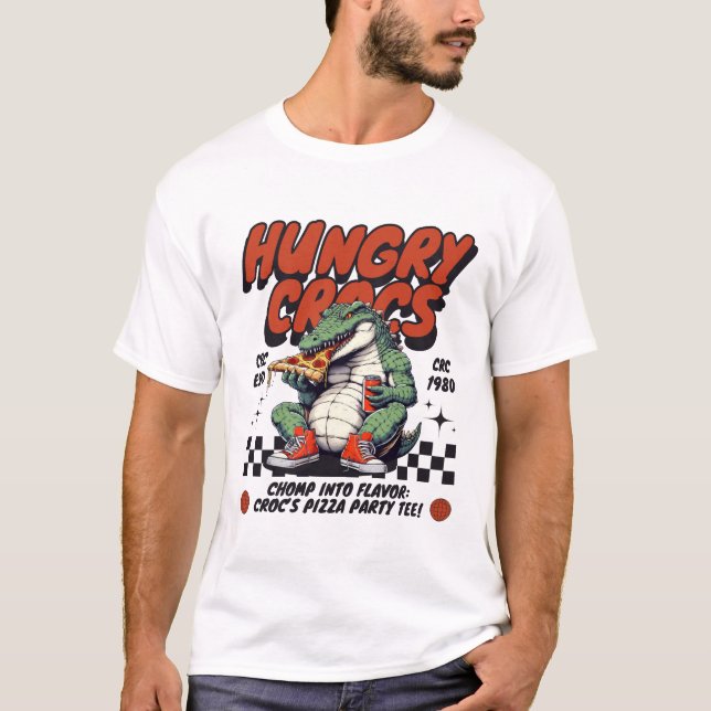 Camiseta Crocodilo Faminto (pizza) (Frente)