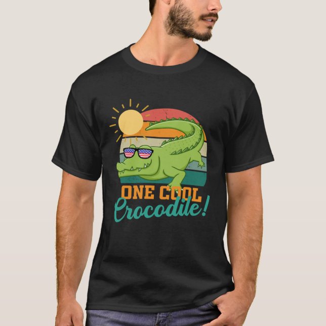 Camiseta Crocodilo Homens Mulheres Crianças Meninas Criança (Frente)