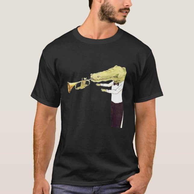 Camiseta Crocodilo Jogando Dia de as Bruxas engraçado de Tr (Frente)