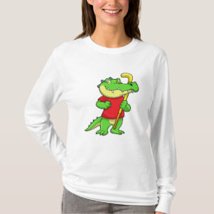 Camiseta Crocodilo no Hóquei em campo com bastão de hóquei